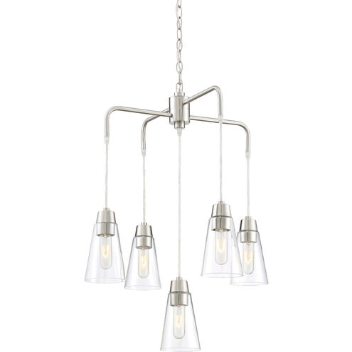 Echo 5 Light 22.5 inch Satin Platinum Chandelier Ceiling Light
