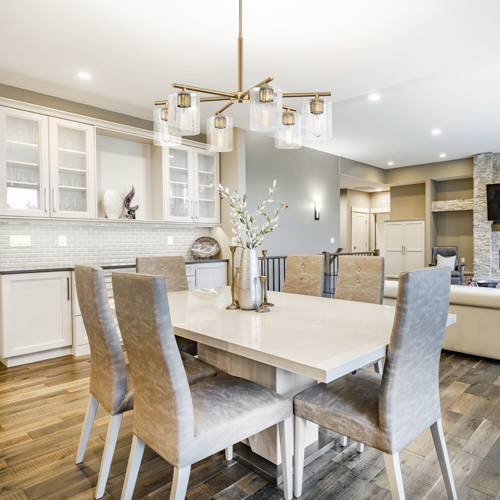 Haven LED 32 inch Old Satin Brass Chandelier Ceiling Light