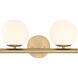 Crown Heights 2 Light 16.25 inch Brushed Gold Vanity Light Wall Light