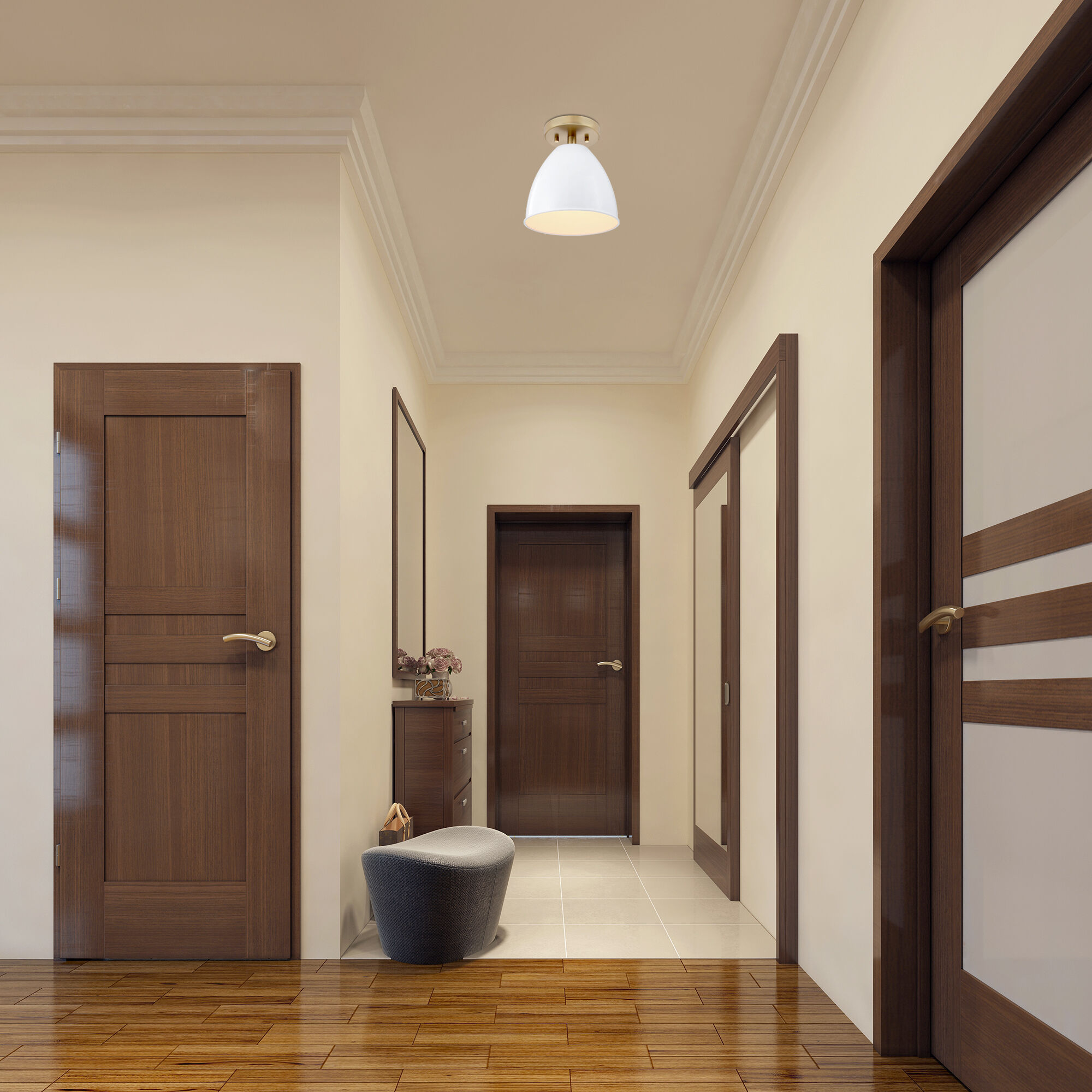 Biba 1 Light 8.25 inch Brushed Gold Semi-Flush Mount Ceiling Light