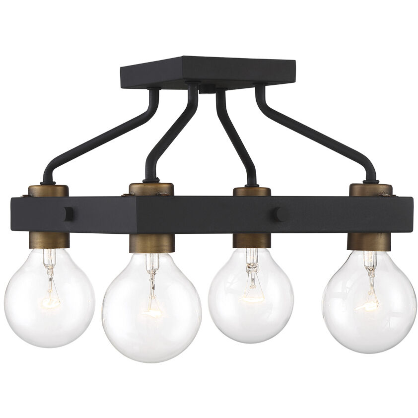 Ravella 4 Light 12 inch Black Semi-Flush Ceiling Light