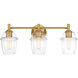 Summer Jazz 3 Light 24 inch Brushed Gold Vanity Light Wall Light