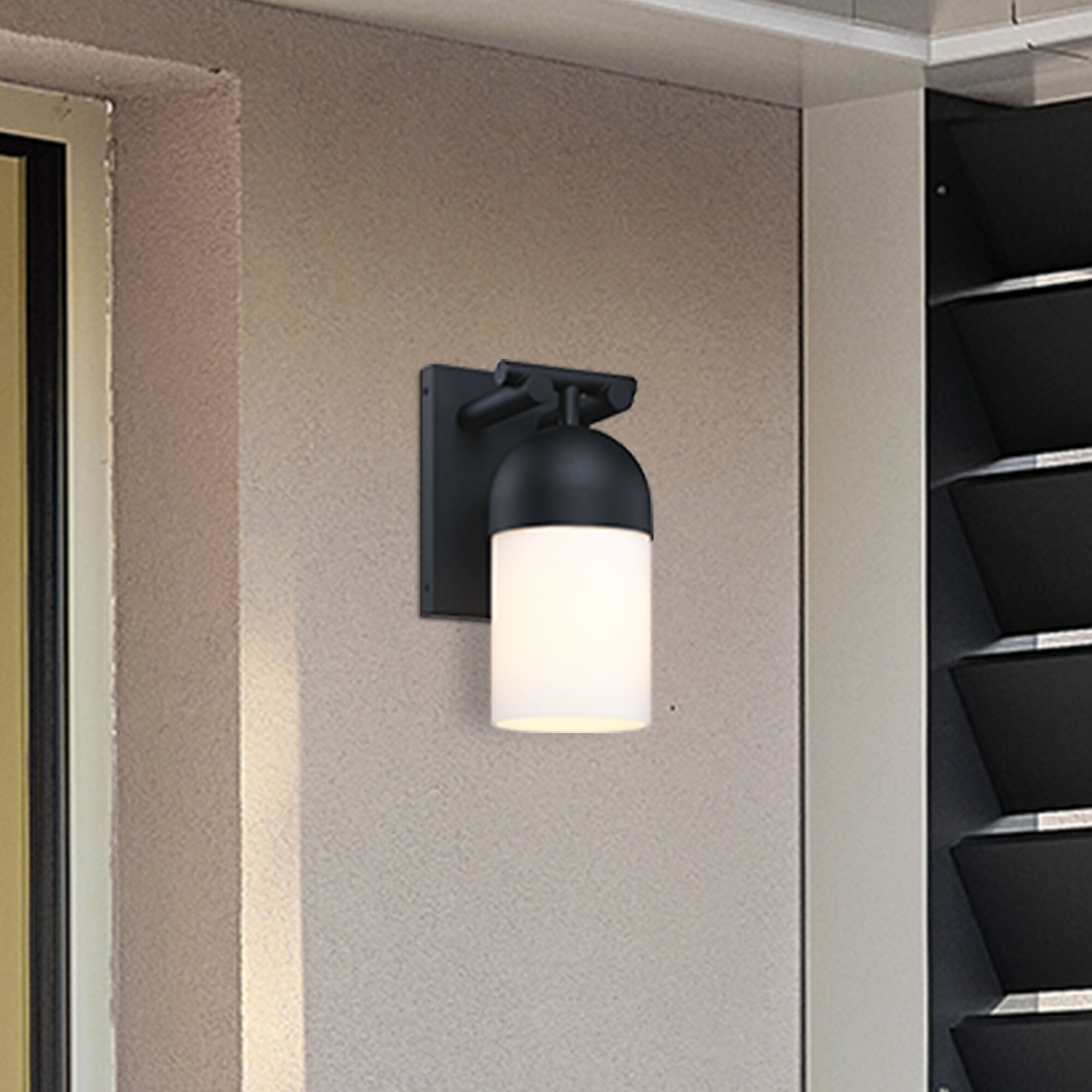 Ever Spring LED 14 inch Black Outdoor Wall Sconce