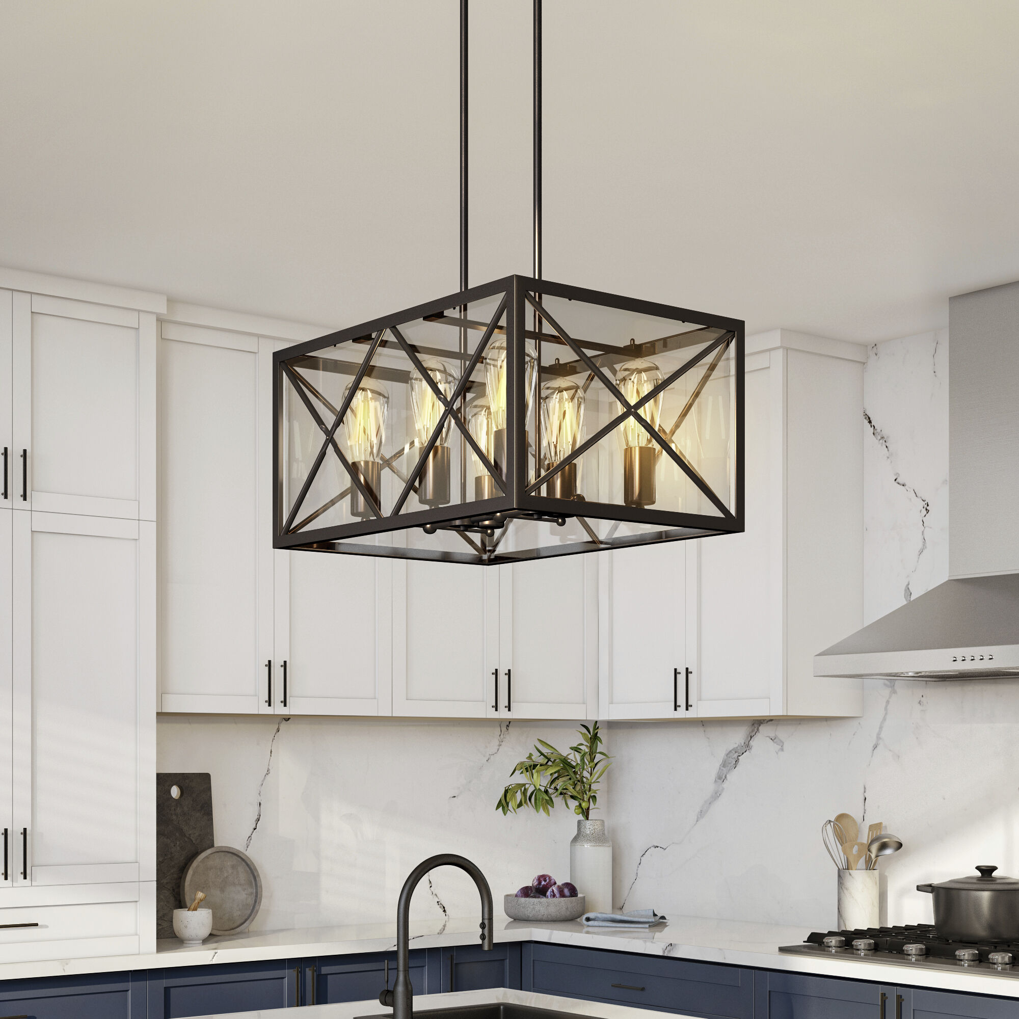 High Line 6 Light 20 inch Satin Bronze Chandelier Ceiling Light