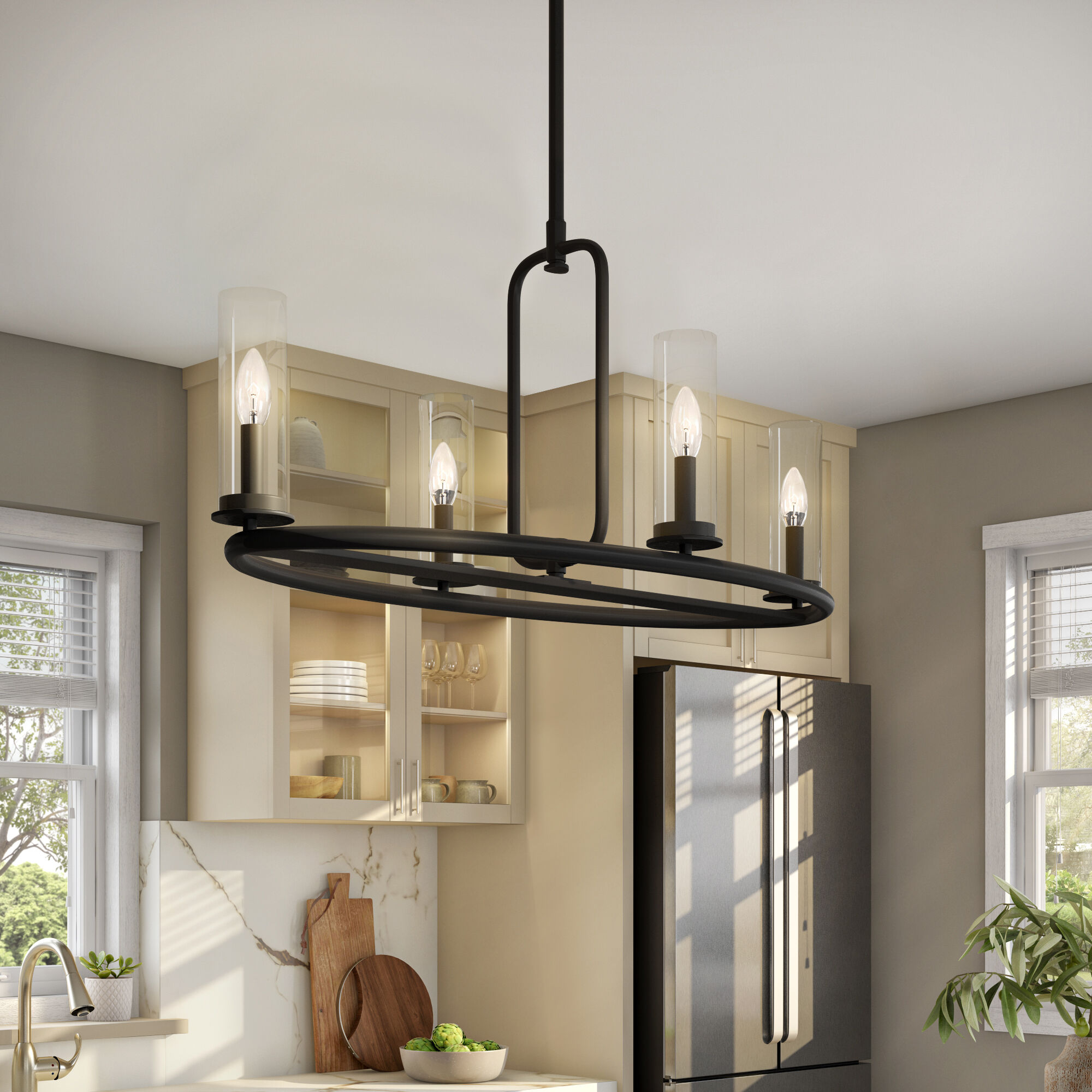 Hudson Heights 4 Light 32 inch Matte Black Island Light Ceiling Light
