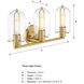 Skylar 3 Light 24.5 inch Brushed Gold Vanity Light Wall Light