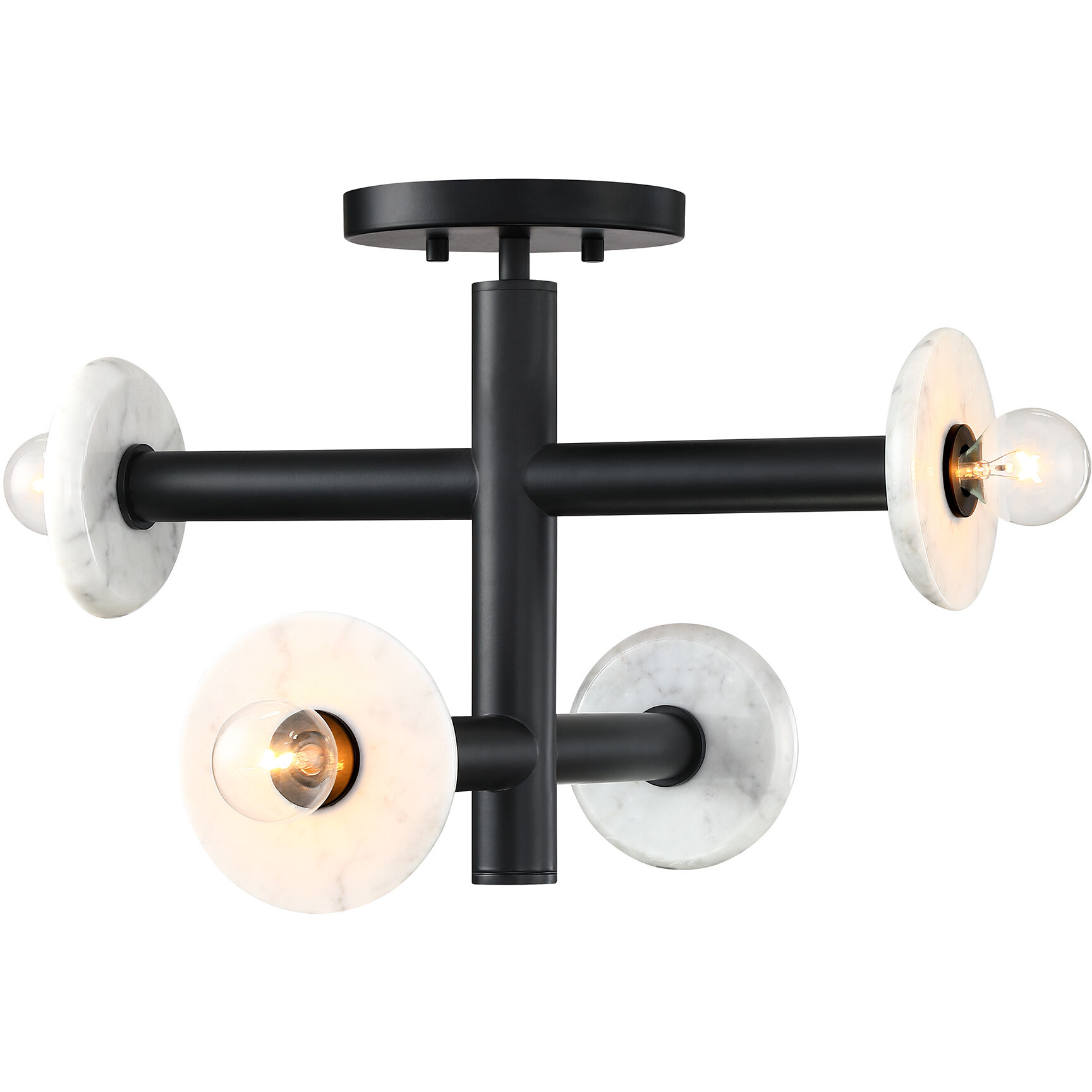 Fina 4 Light 16 inch Matte Black Semi Flush/Convertible Ceiling Light