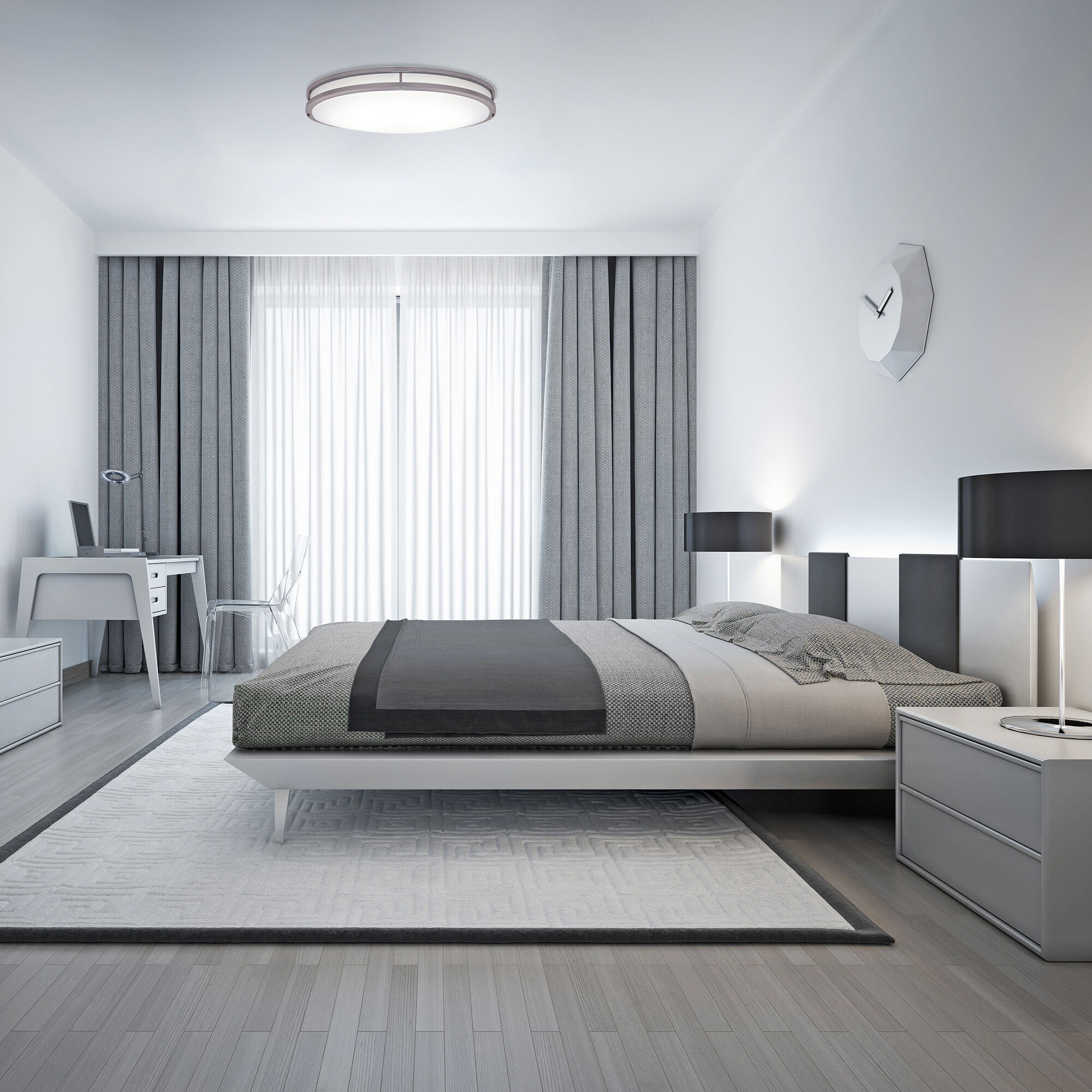 EnviroLite LED 24 inch Brushed Nickel Flush Mount Ceiling Light