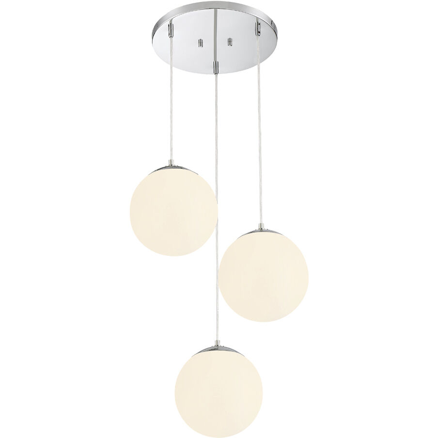 Kelvin 3 Light 17.75 inch Chrome Pendant Ceiling Light