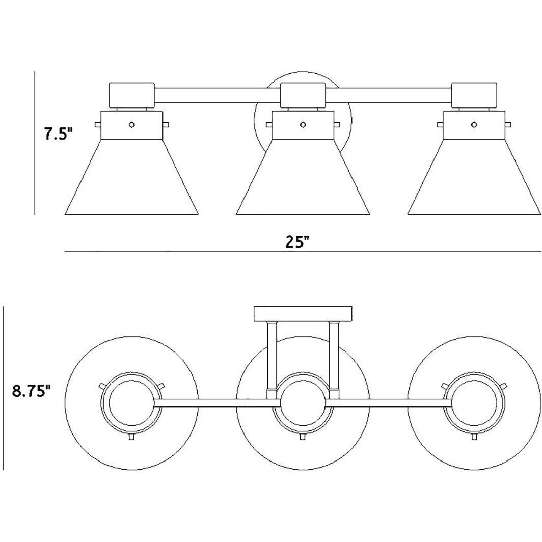 Willow Creek 3 Light 25 inch Brushed Gold Vanity Light Wall Light