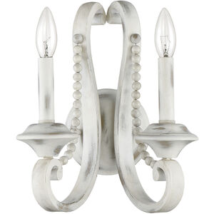 Newport 2 Light 10.25 inch Coastal Weathered White Bath Bar Wall Light