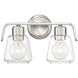Riley 2 Light 13.75 inch Satin Platinum Bath Bar Wall Light