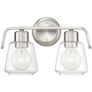 Riley 2 Light 13.75 inch Satin Platinum Bath Bar Wall Light