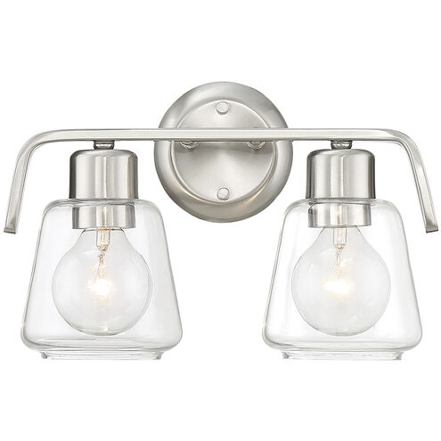 Riley 2 Light 13.75 inch Satin Platinum Bath Bar Wall Light