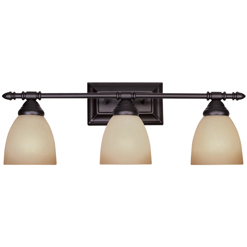 Apollo 3 Light 24 inch Oil Rubbed Bronze Bath Bar Wall Light in Amber Sandstone