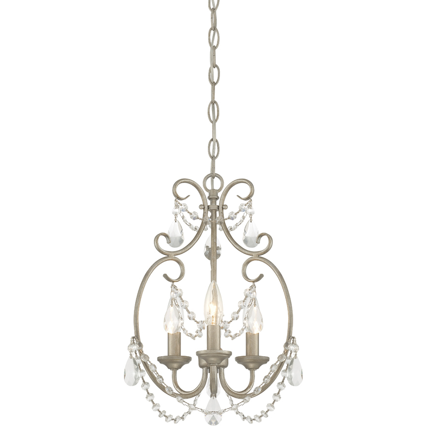 Dahlia 3 Light 11.5 inch Aged Platinum Mini Chandelier Ceiling Light