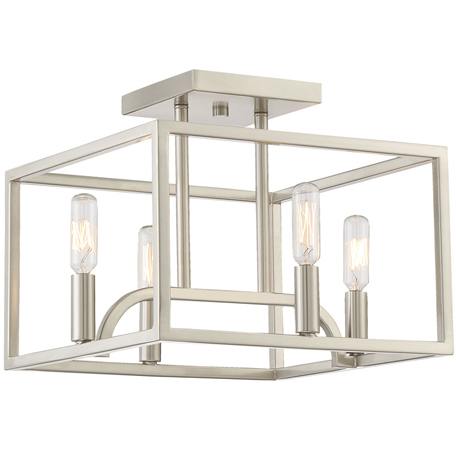 Uptown 4 Light 12 inch Satin Platinum Semi-Flush Ceiling Light