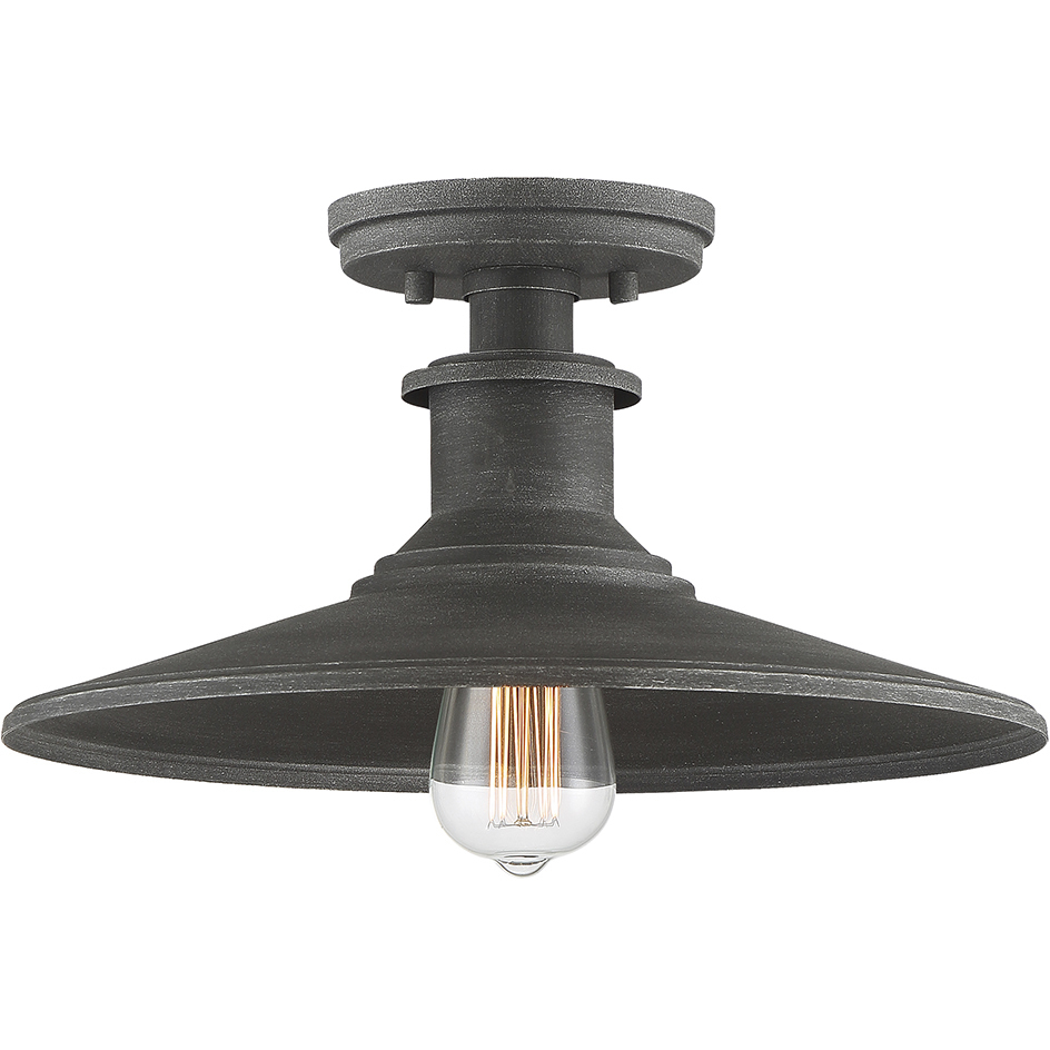 Aurora 1 Light 14 inch Weathered Pewter Semi-Flush Ceiling Light