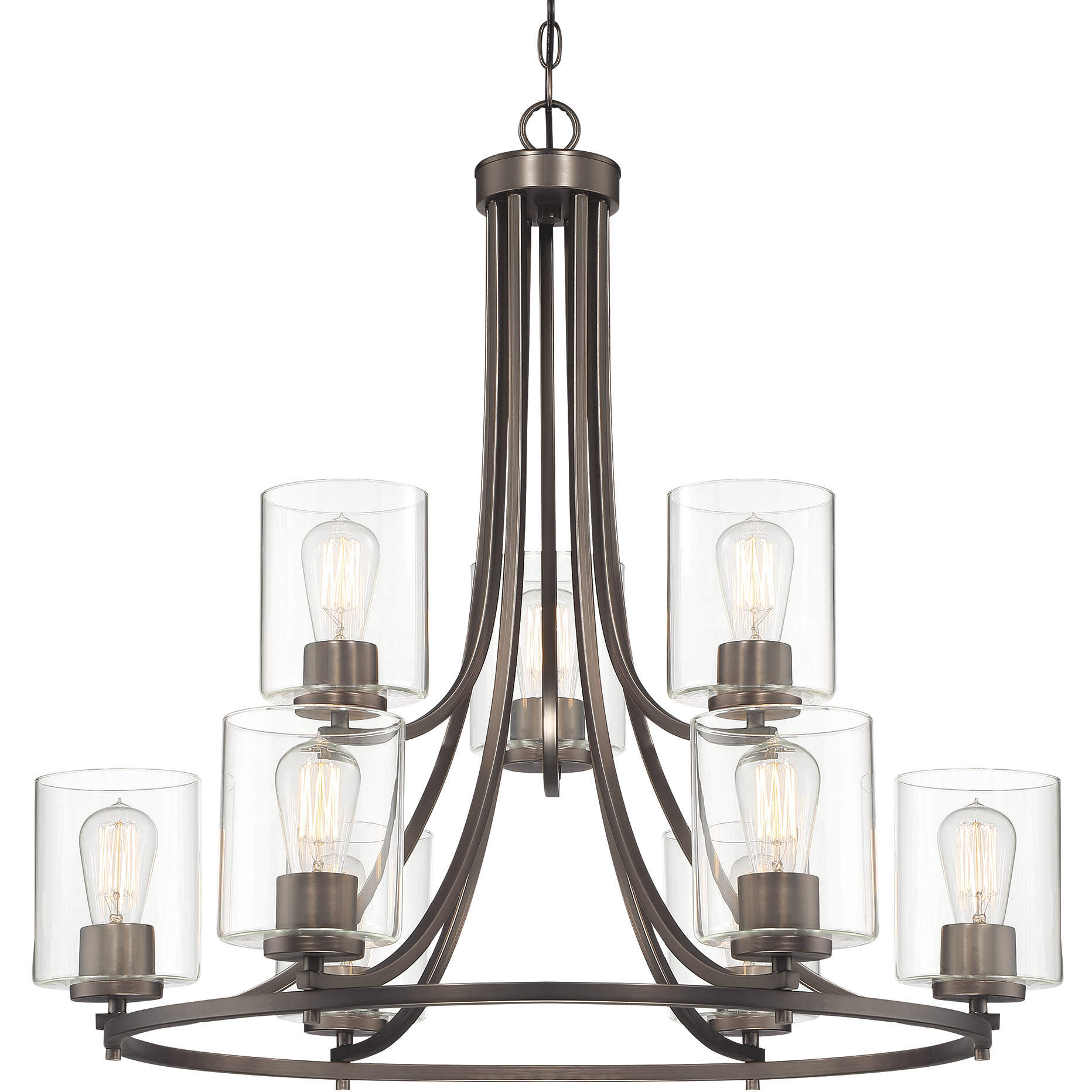 Liam 9 Light 30 inch Satin Copper Bronze Chandelier Ceiling Light