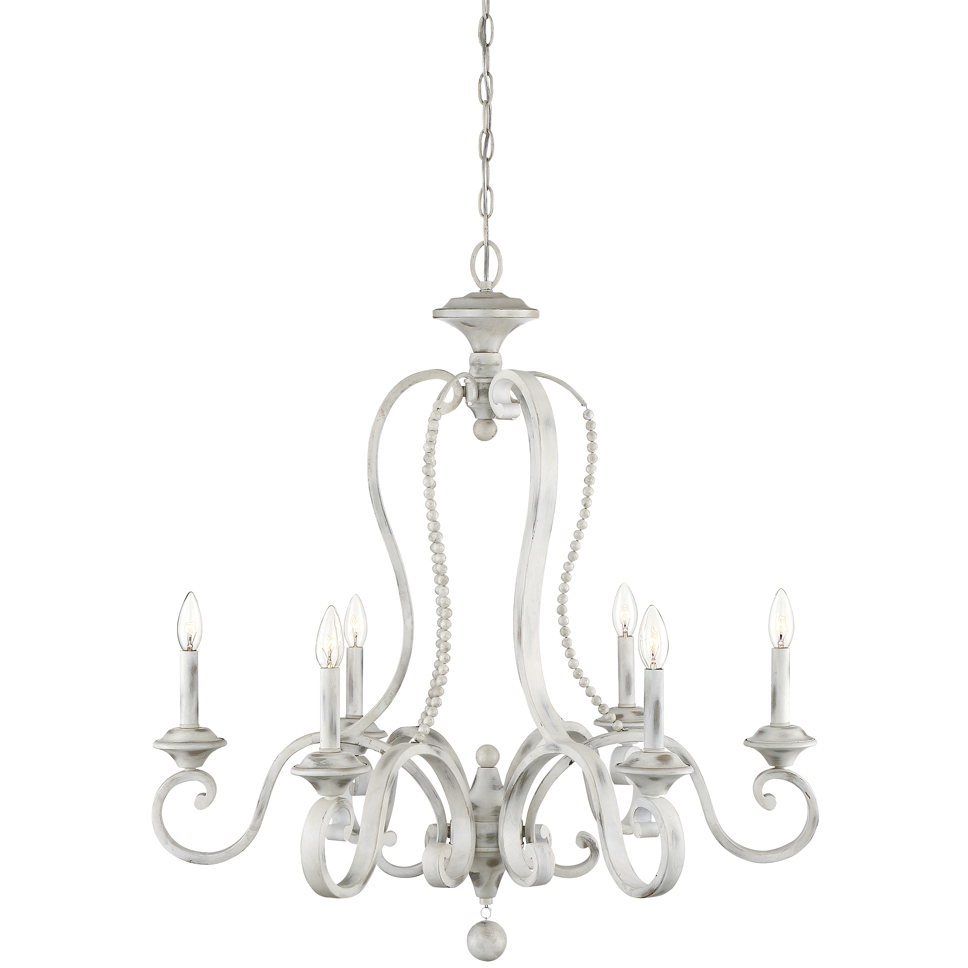 Newport 6 Light 31.75 inch Coastal Weathered White Chandelier Ceiling Light
