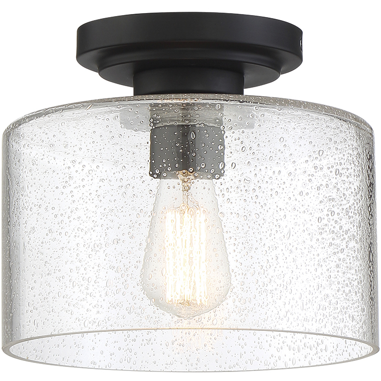 Logan 1 Light 10 inch Matte Black Semi-Flush Ceiling Light
