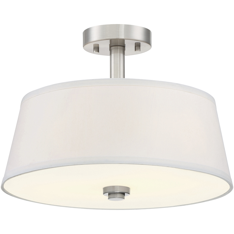 Studio 2 Light 15 inch Satin Platinum Semi-Flush Ceiling Light