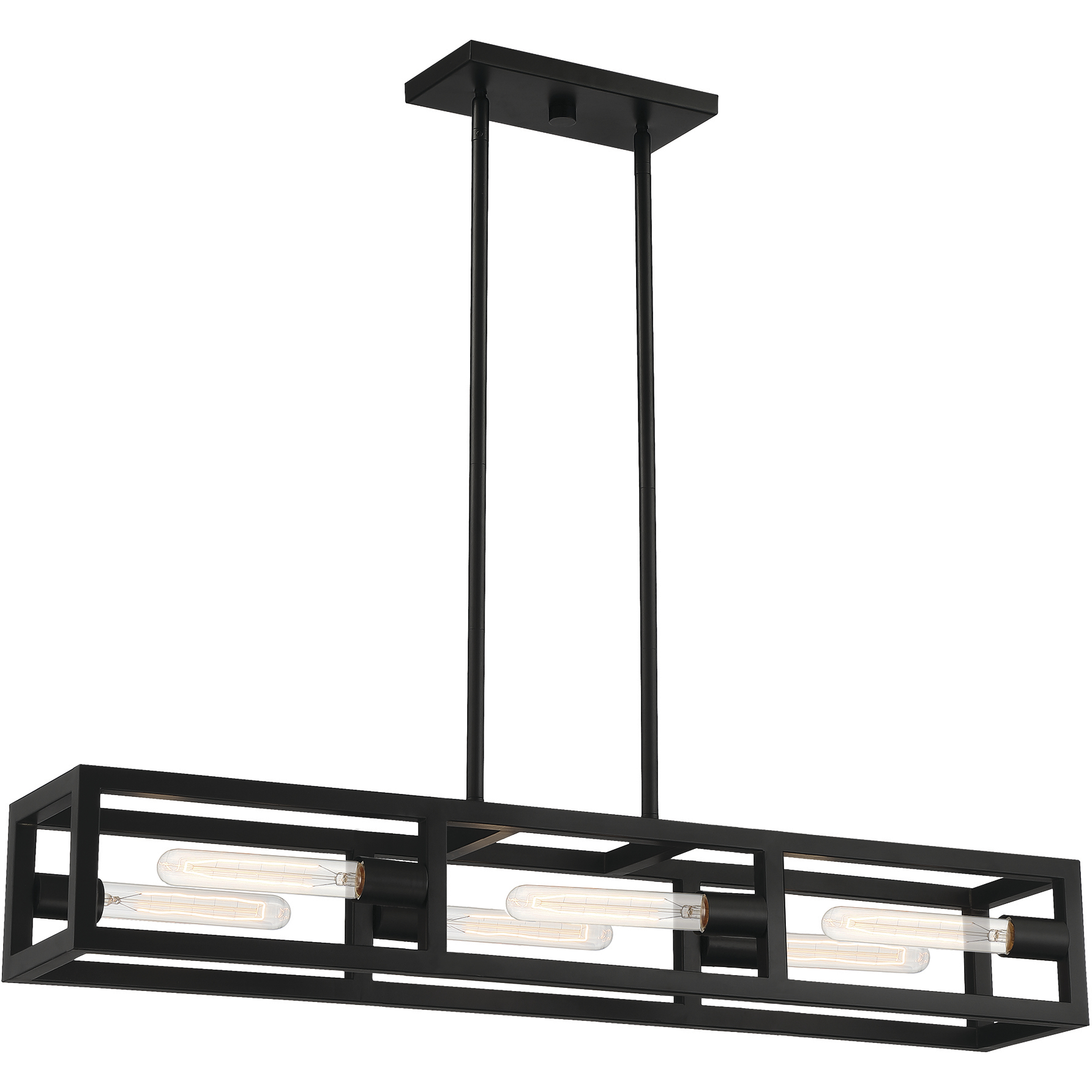 Urban Oasis 6 Light 38 inch Matte Black Island Light Ceiling Light