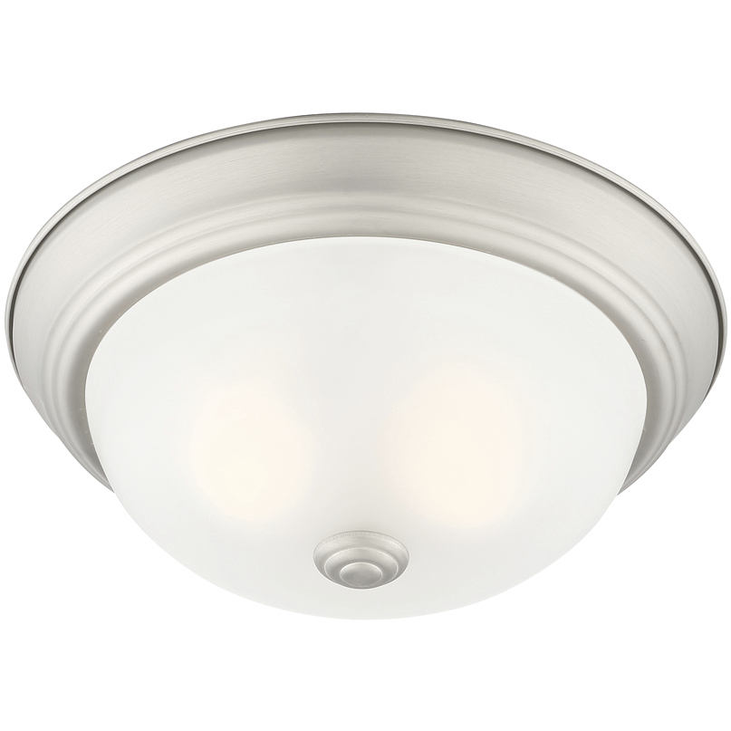 Decorative 2 Light 11 inch Pewter Flushmount Ceiling Light in Etched, Small
