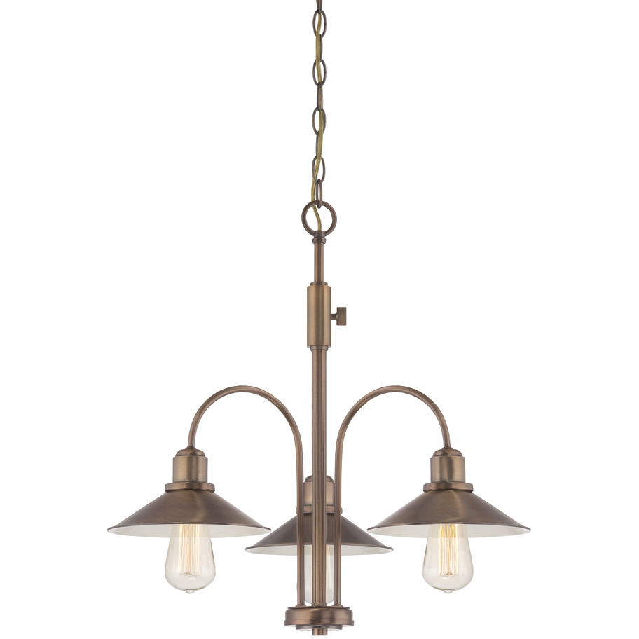 Newbury Station 3 Light 25 inch Old Satin Brass Chandelier Ceiling Light
