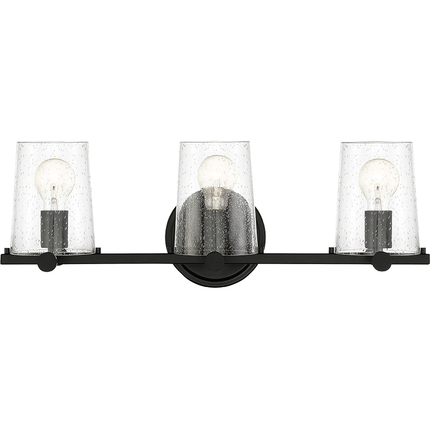 Matteson 3 Light 24.75 inch Matte Black Bath Bar Wall Light