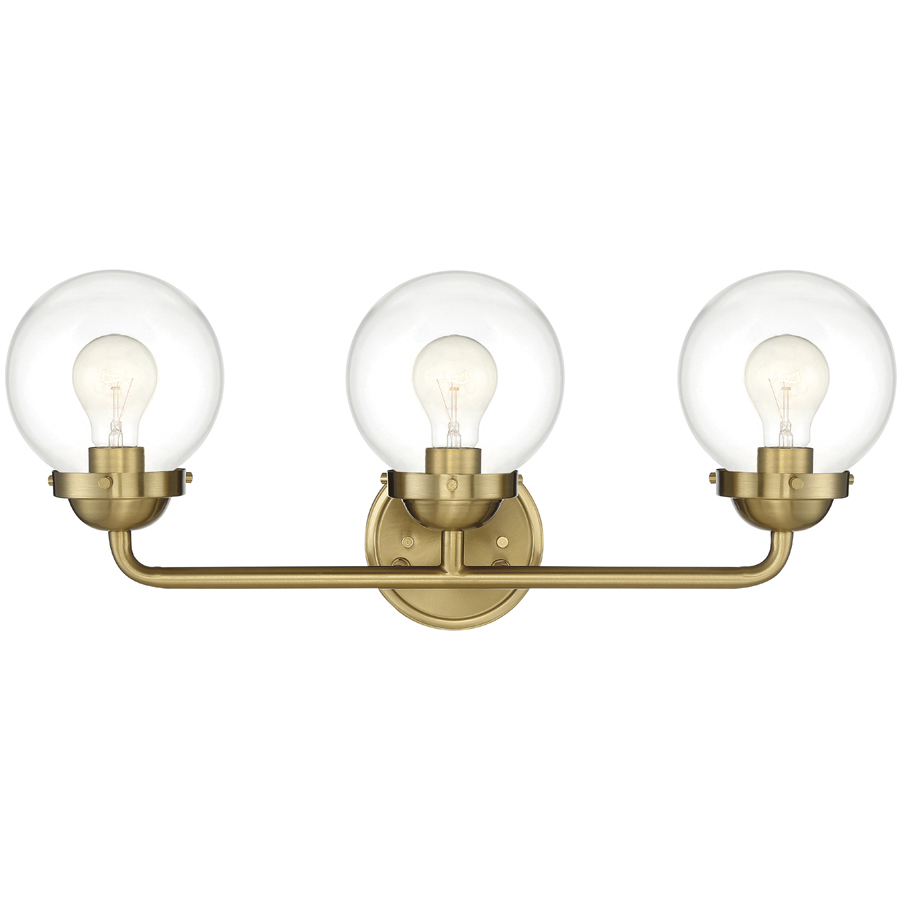 Knoll 3 Light 24 inch Brushed Gold Bath Bar Wall Light