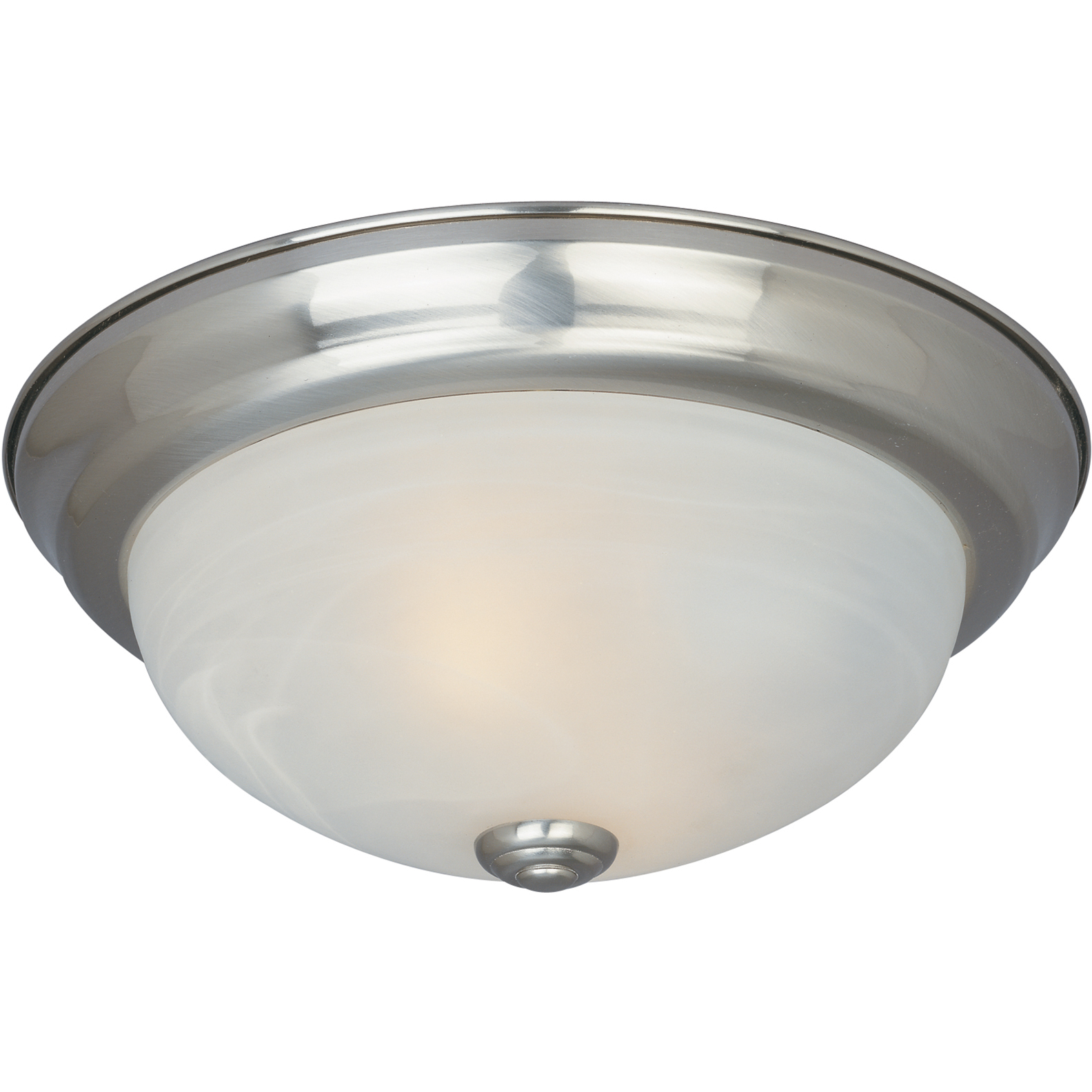 Decorative 2 Light 13 inch Satin Platinum Flushmount Ceiling Light in White Alabaster, Medium