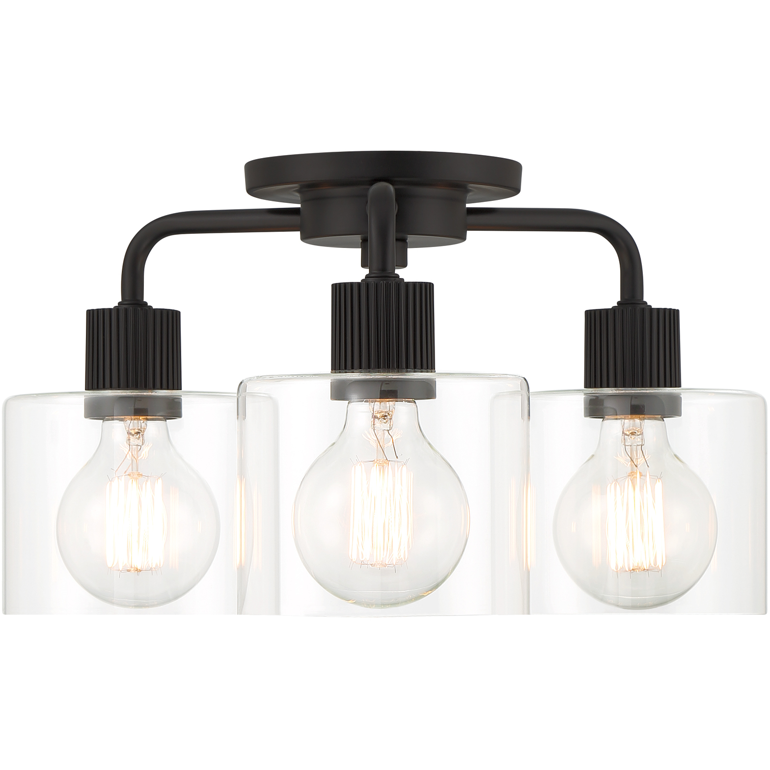 Vibrato 3 Light 16 inch Matte Black Semi-Flush Mount Ceiling Light