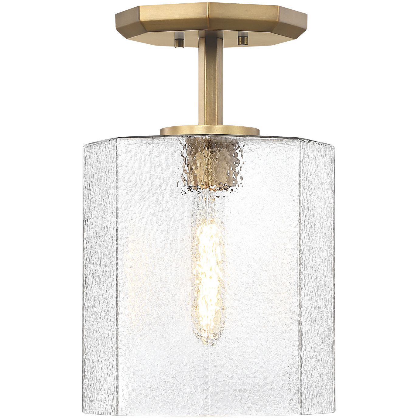 Haven LED 10 inch Old Satin Brass Semi-Flush Mount Ceiling Light