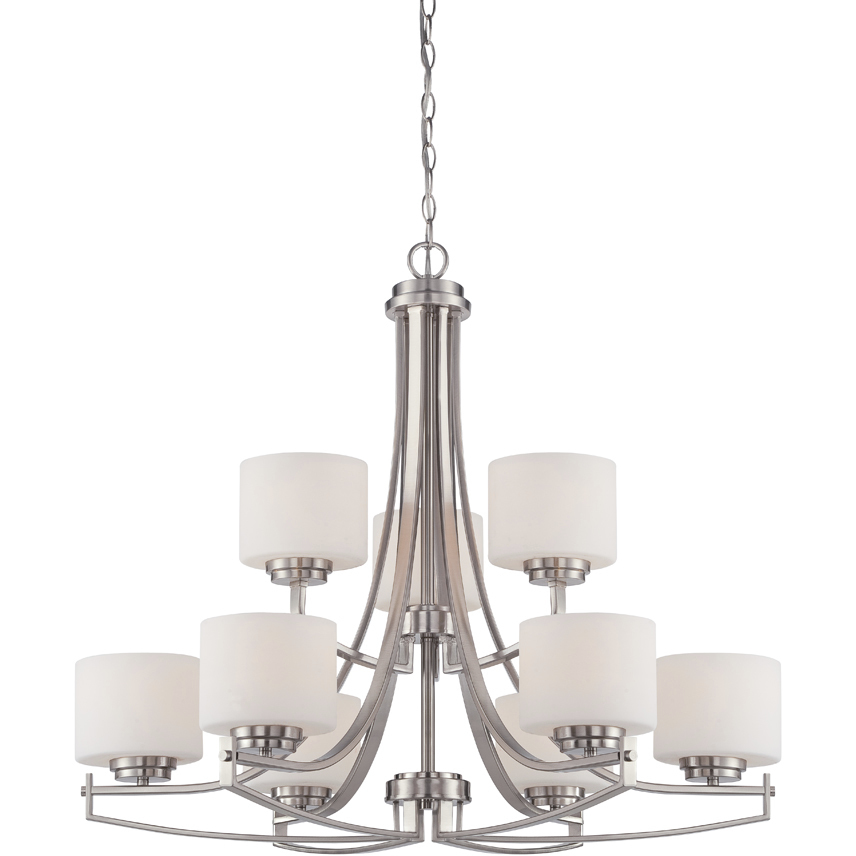 Axel 9 Light 32 inch Satin Platinum Chandelier Ceiling Light