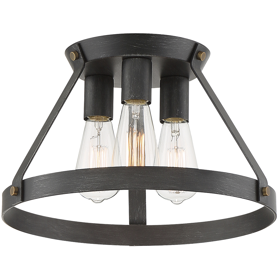 Wicker Park 3 Light 15 inch Weathered Pewter Semi-Flush Ceiling Light