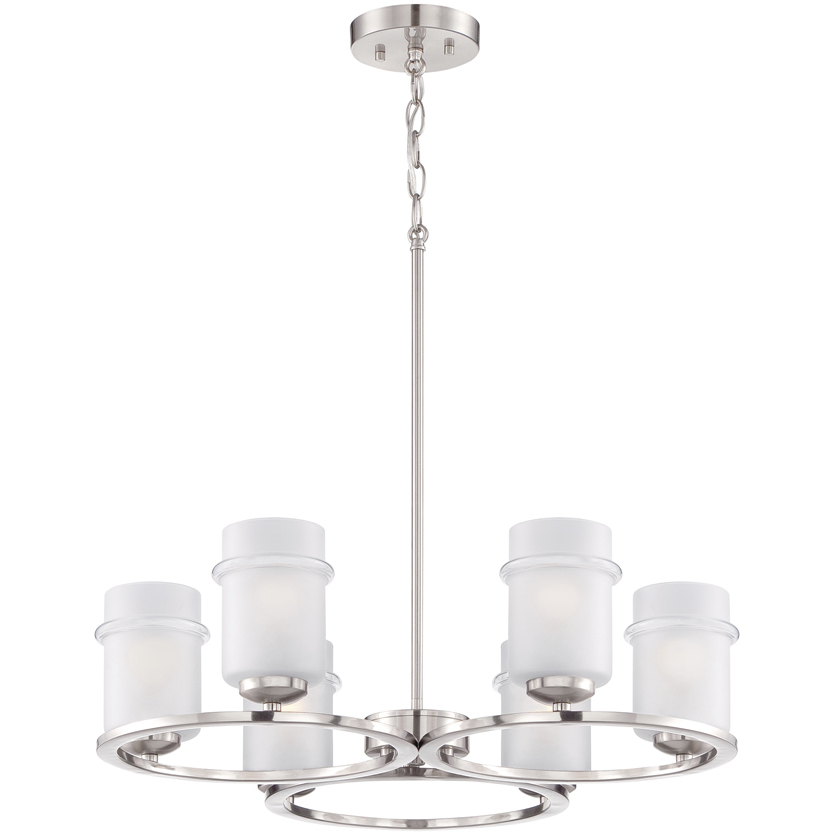 Omega 6 Light 25.5 inch Satin Platinum Chandelier Ceiling Light