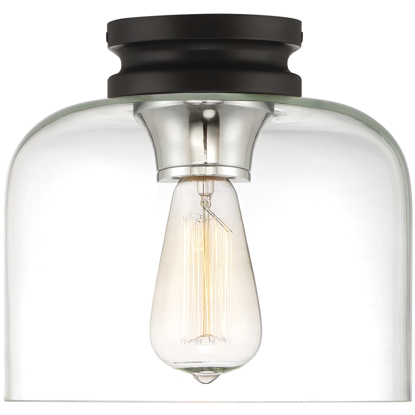 Ezra 1 Light 9 inch Black Flushmount Ceiling Light