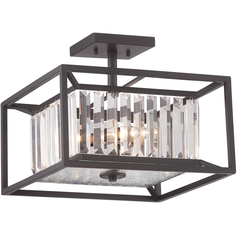Linares 3 Light 14 inch Vintage Bronze Semi-Flush Ceiling Light