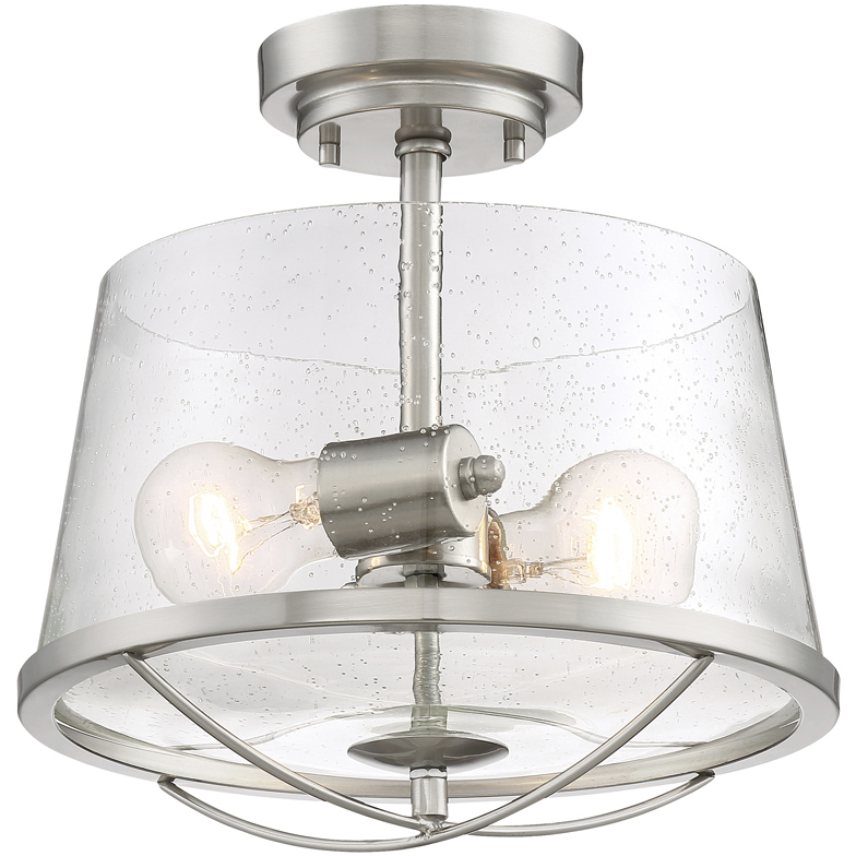 Darby 2 Light 12 inch Satin Platinum Semi-Flush Ceiling Light