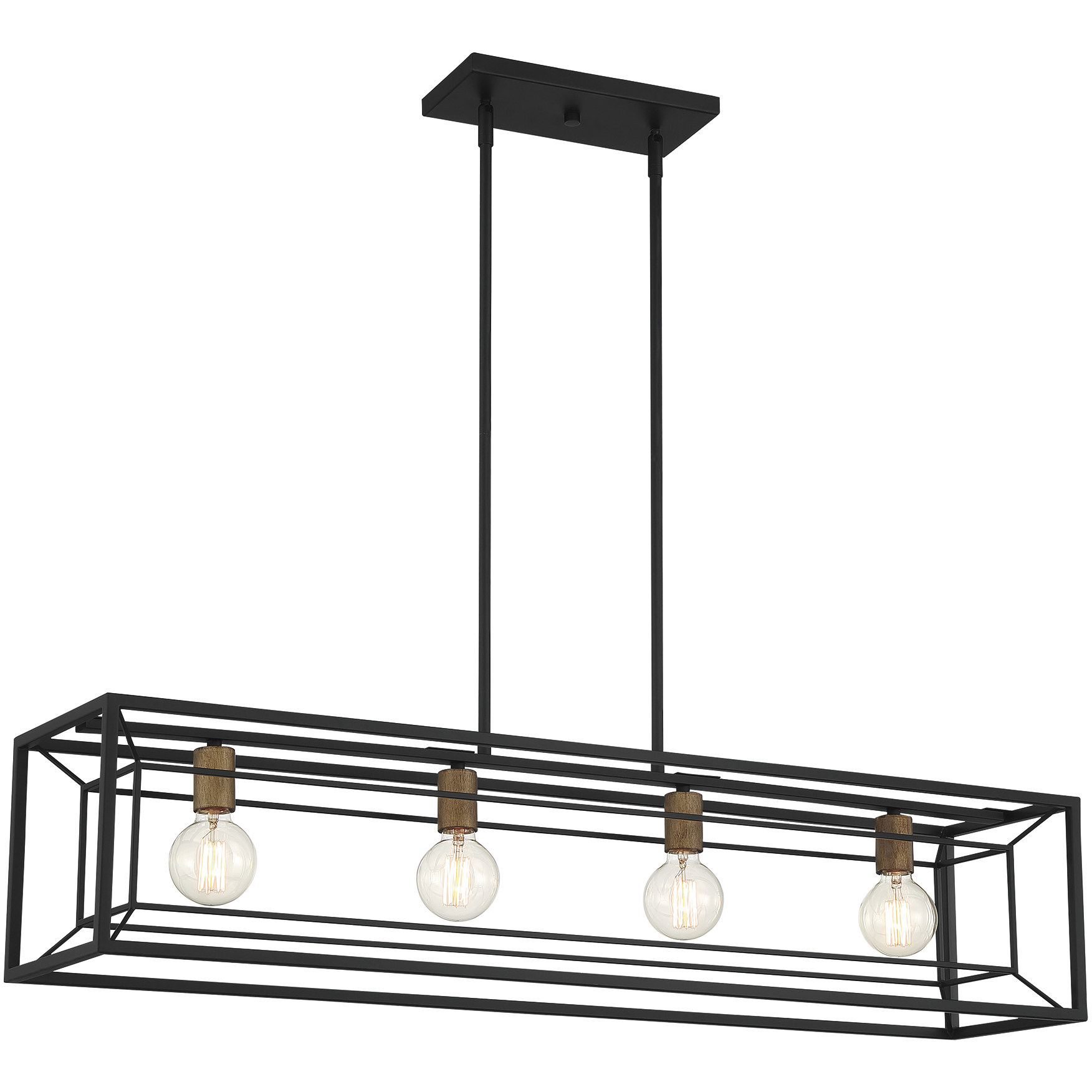 Within 4 Light 42 inch Matte Black Island Light Ceiling Light
