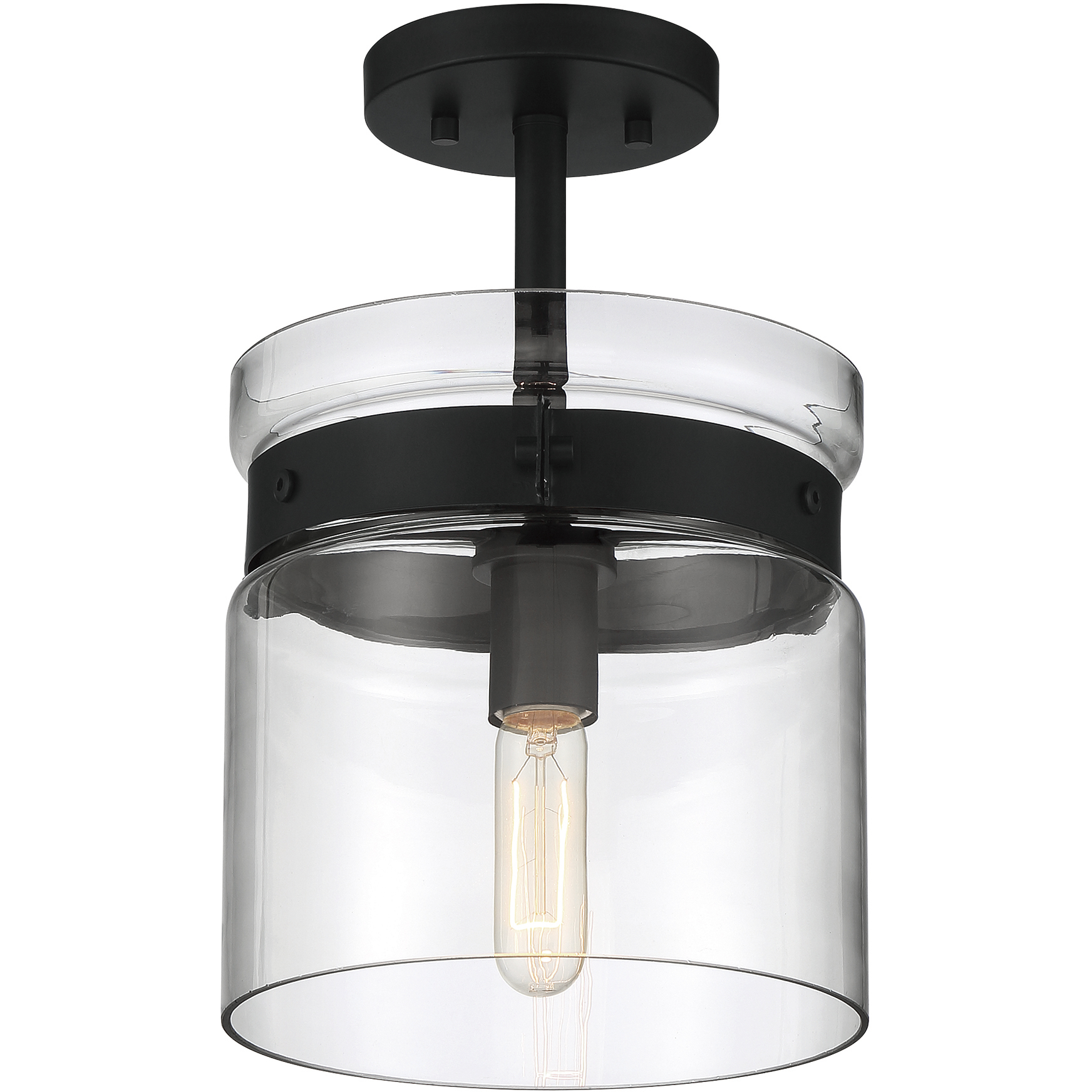 Midnight LA 1 Light 9 inch Matte Black Semi-Flush Ceiling Light