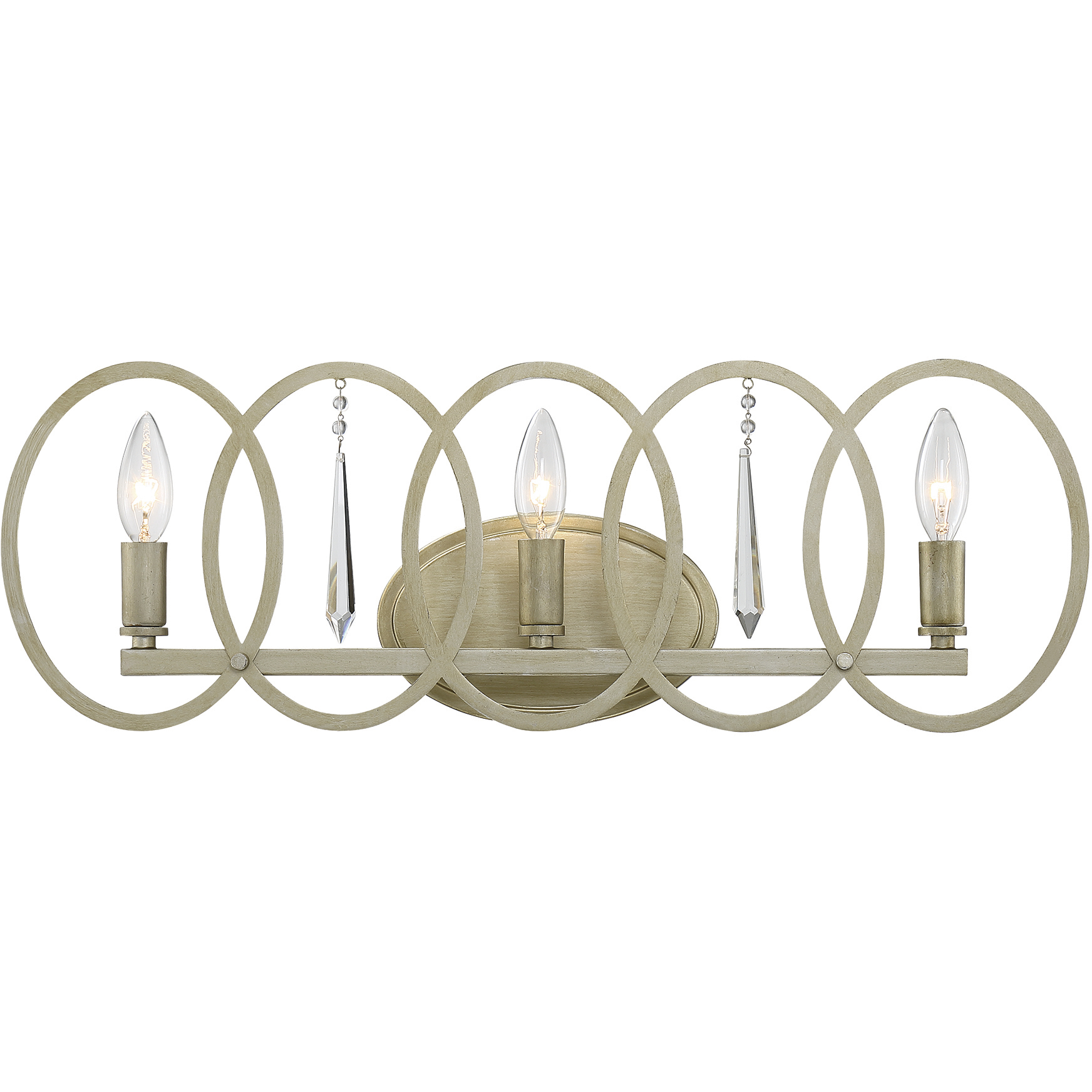 Hutton 3 Light 24.5 inch Sterling Gold Bath Bar Wall Light