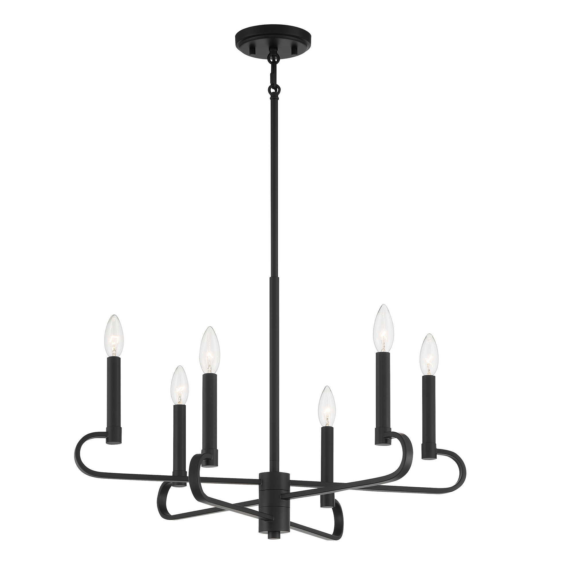 Summit 6 Light 25.5 inch Matte Black Chandelier Ceiling Light