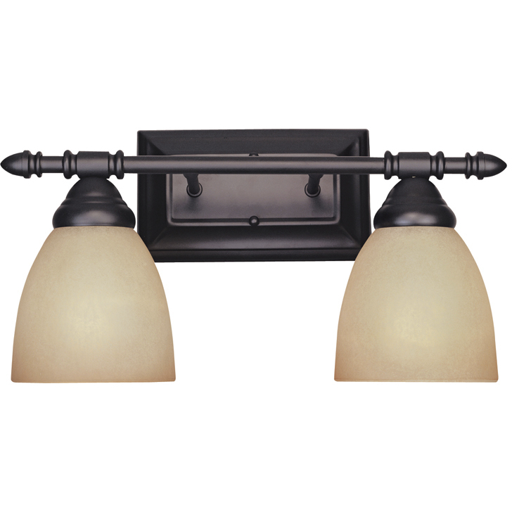 Apollo 2 Light 16 inch Oil Rubbed Bronze Bath Bar Wall Light in Amber Sandstone