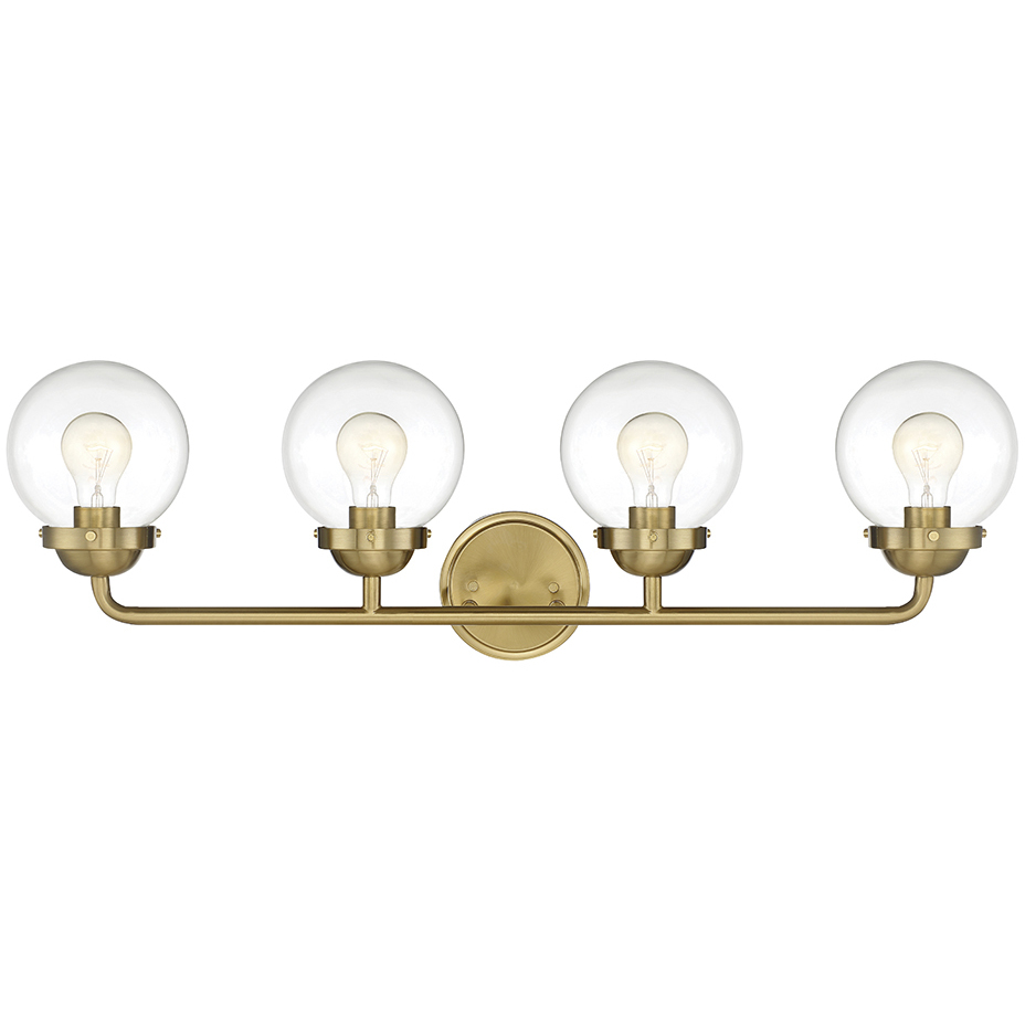 Knoll 4 Light 33 inch Brushed Gold Bath Bar Wall Light