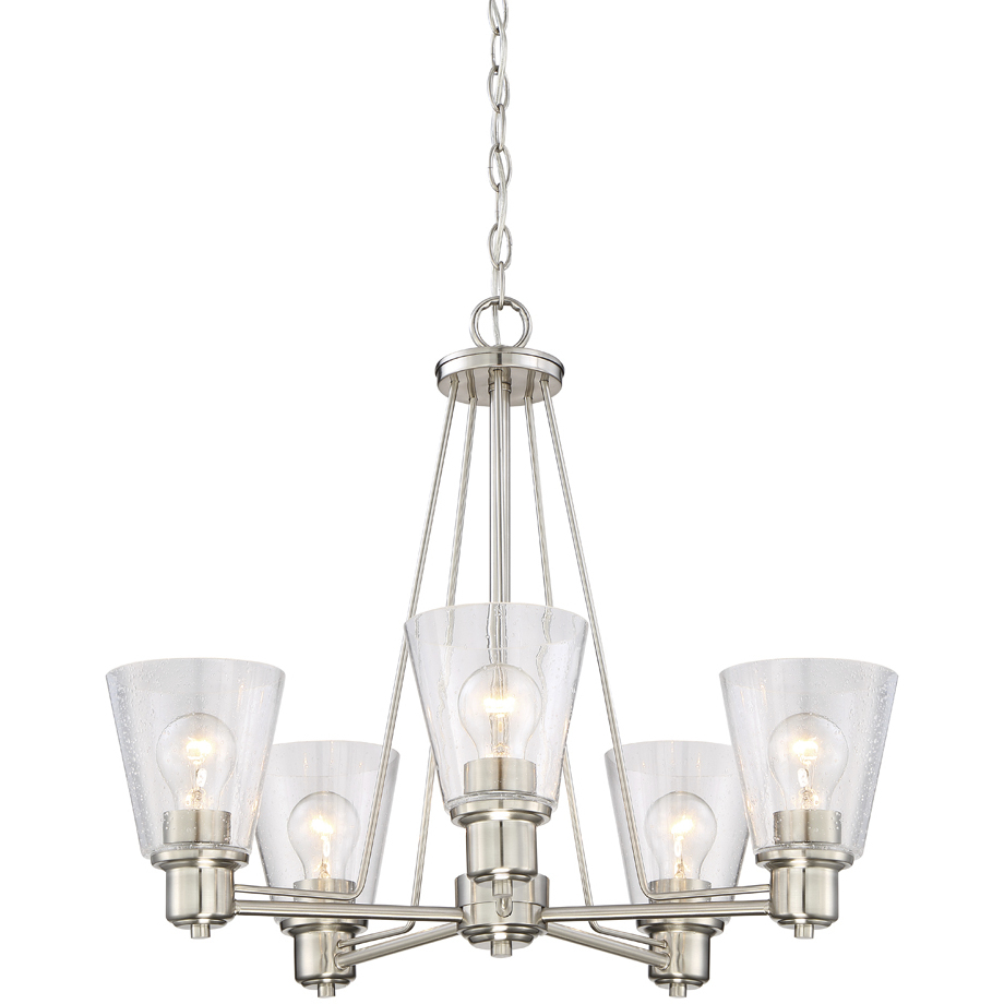 Printers Row 5 Light 24 inch Satin Platinum Chandelier Ceiling Light
