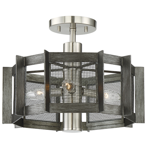 Baxter 3 Light 16.25 inch Weathered Iron Semi-Flush Ceiling Light