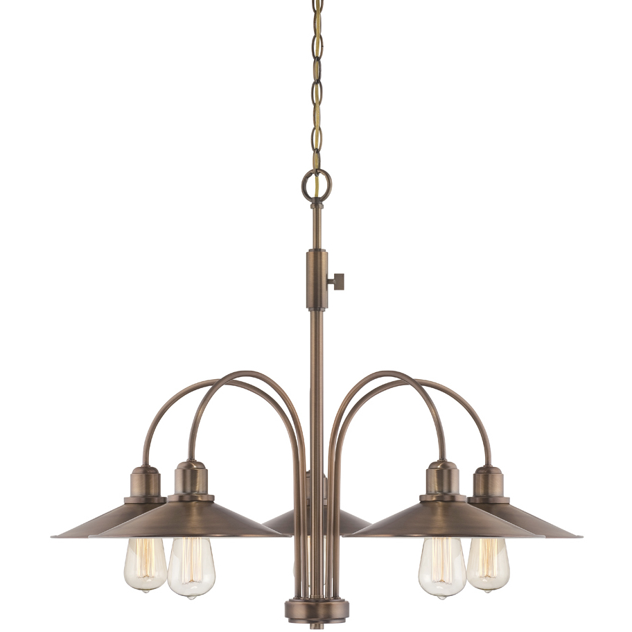 Newbury Station 5 Light 31 inch Old Satin Brass Chandelier Ceiling Light