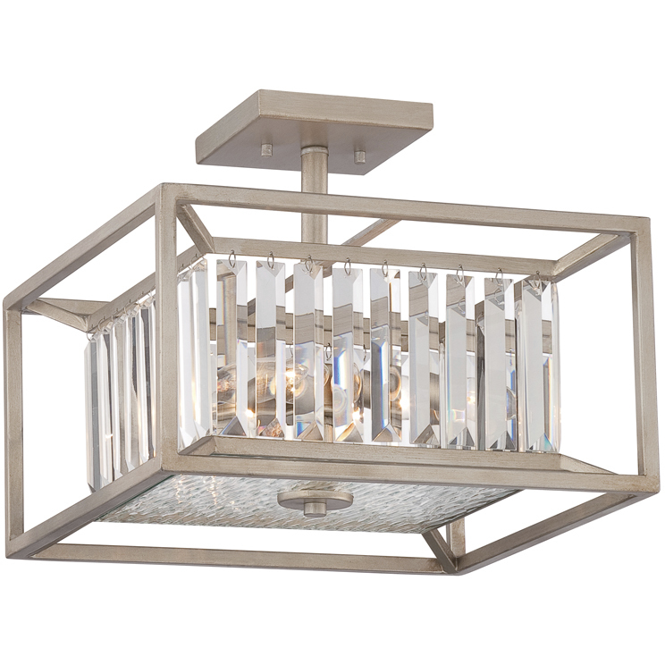 Linares 3 Light 14 inch Aged Platinum Semi-Flush Ceiling Light
